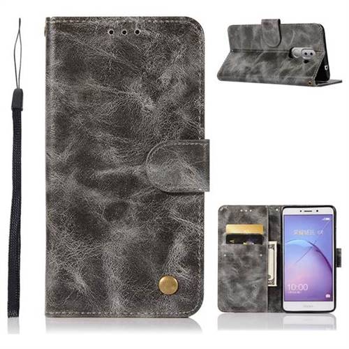 Luxury Retro Leather Wallet Case for Huawei Honor 6X Mate9 Lite - Gray
