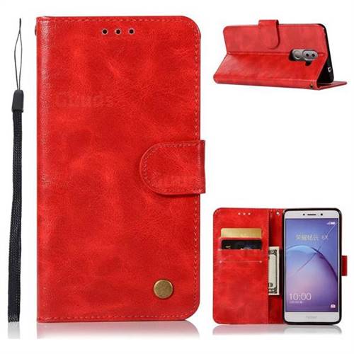 Luxury Retro Leather Wallet Case for Huawei Honor 6X Mate9 Lite - Red