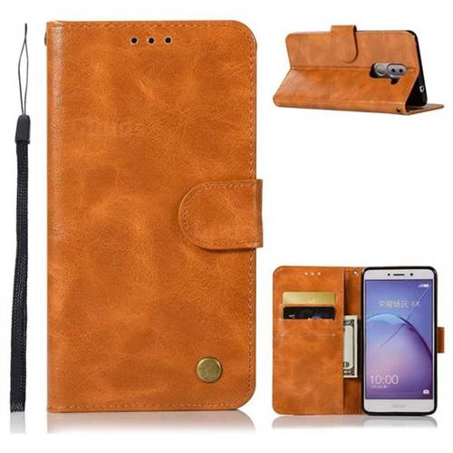 Luxury Retro Leather Wallet Case for Huawei Honor 6X Mate9 Lite - Golden