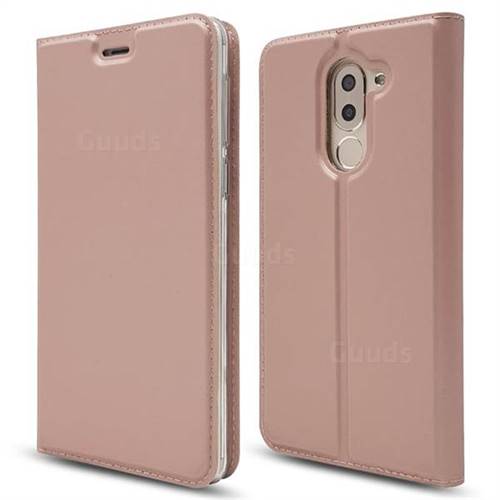 Ultra Slim Card Magnetic Automatic Suction Leather Wallet Case for Huawei Honor 6X Mate9 Lite - Rose Gold