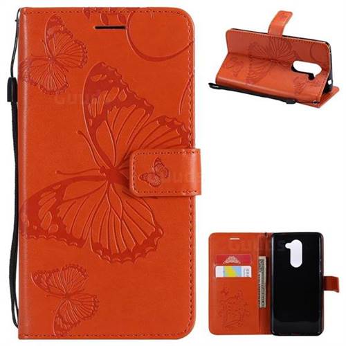Embossing 3D Butterfly Leather Wallet Case for Huawei Honor 6X Mate9 Lite - Orange