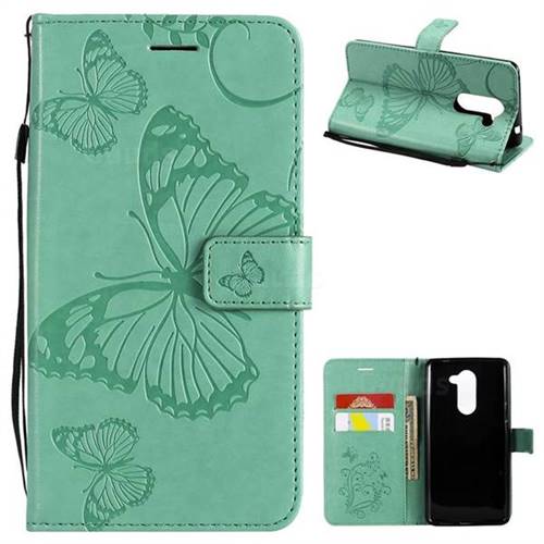 Embossing 3D Butterfly Leather Wallet Case for Huawei Honor 6X Mate9 Lite - Green