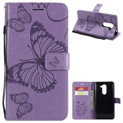 Embossing 3D Butterfly Leather Wallet Case for Huawei Honor 6X Mate9 Lite - Purple