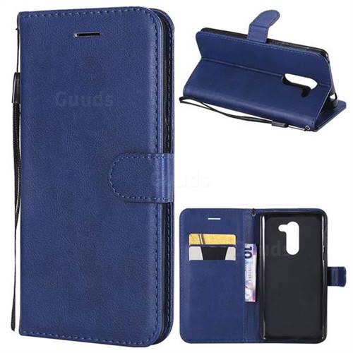 Retro Greek Classic Smooth PU Leather Wallet Phone Case for Huawei Honor 6X Mate9 Lite - Blue