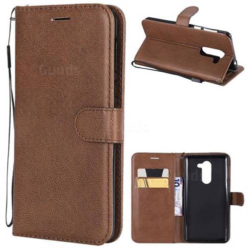 Retro Greek Classic Smooth PU Leather Wallet Phone Case for Huawei Honor 6X Mate9 Lite - Brown