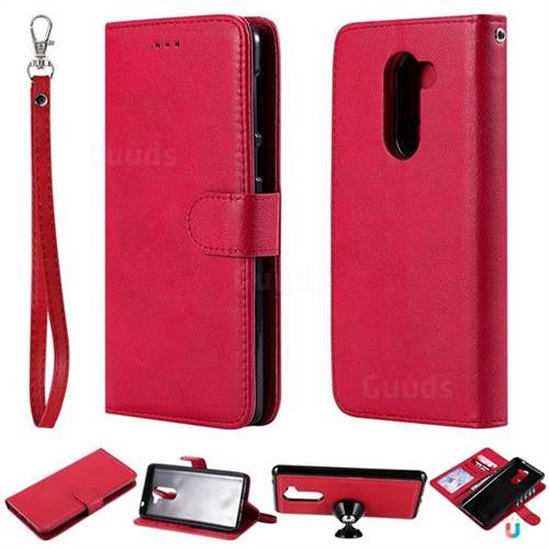 Retro Greek Detachable Magnetic PU Leather Wallet Phone Case for Huawei Honor 6X Mate9 Lite - Red