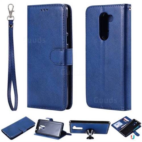 Retro Greek Detachable Magnetic PU Leather Wallet Phone Case for Huawei Honor 6X Mate9 Lite - Blue