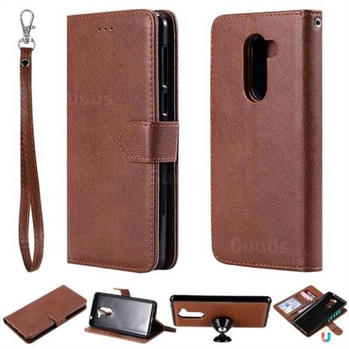 Retro Greek Detachable Magnetic PU Leather Wallet Phone Case for Huawei Honor 6X Mate9 Lite - Brown