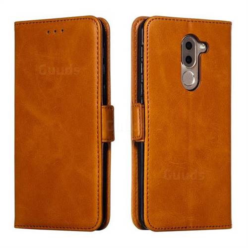 Retro Classic Calf Pattern Leather Wallet Phone Case for Huawei Honor 6X Mate9 Lite - Yellow