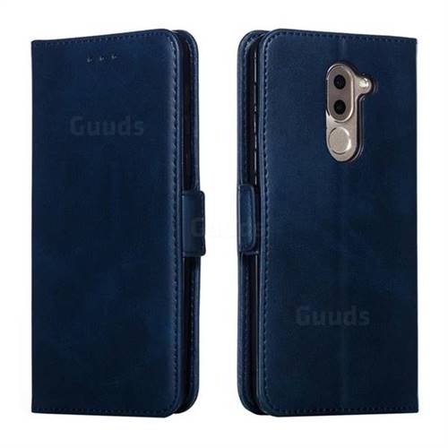Retro Classic Calf Pattern Leather Wallet Phone Case for Huawei Honor 6X Mate9 Lite - Blue