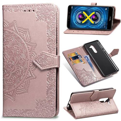 Embossing Imprint Mandala Flower Leather Wallet Case for Huawei Honor 6X Mate9 Lite - Rose Gold