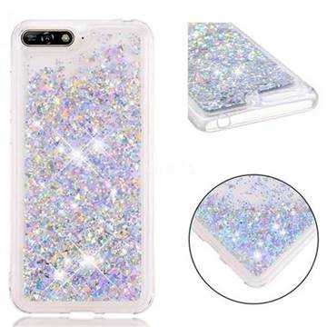 Dynamic Liquid Glitter Quicksand Sequins TPU Phone Case for Huawei Honor 7A Pro - Silver