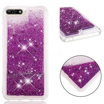 Dynamic Liquid Glitter Quicksand Sequins TPU Phone Case for Huawei Honor 7A Pro - Purple