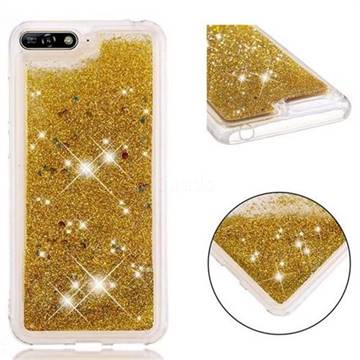 Dynamic Liquid Glitter Quicksand Sequins TPU Phone Case for Huawei Honor 7A Pro - Golden