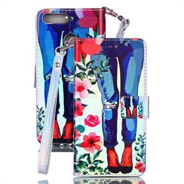 Jeans Flower Blue Ray Light PU Leather Wallet Case for Huawei Honor 7A Pro