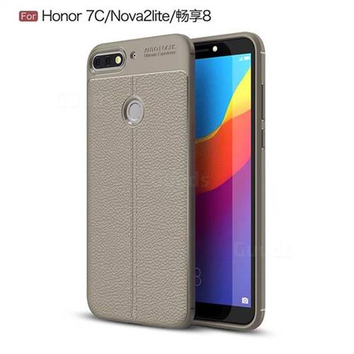 Luxury Auto Focus Litchi Texture Silicone TPU Back Cover for Huawei Honor 7C - Gray