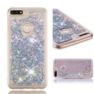 Dynamic Liquid Glitter Quicksand Sequins TPU Phone Case for Huawei Honor 7C - Silver
