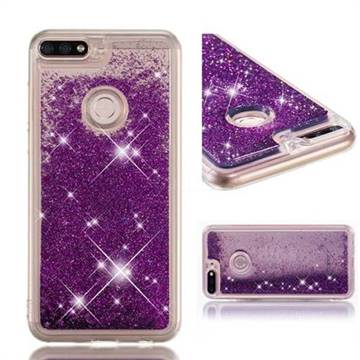 Dynamic Liquid Glitter Quicksand Sequins TPU Phone Case for Huawei Honor 7C - Purple