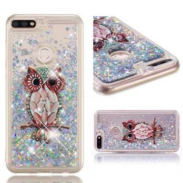 Seashell Owl Dynamic Liquid Glitter Quicksand Soft TPU Case for Huawei Honor 7C