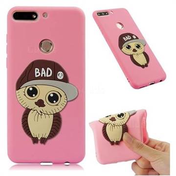 Bad Boy Owl Soft 3D Silicone Case for Huawei Honor 7C - Pink