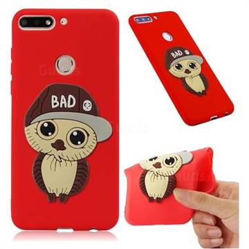 Bad Boy Owl Soft 3D Silicone Case for Huawei Honor 7C - Red