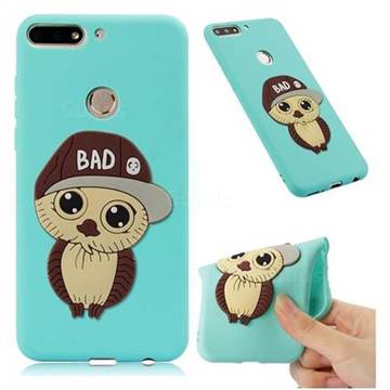 Bad Boy Owl Soft 3D Silicone Case for Huawei Honor 7C - Sky Blue