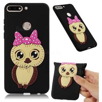 Bowknot Girl Owl Soft 3D Silicone Case for Huawei Honor 7C - Black
