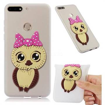 Bowknot Girl Owl Soft 3D Silicone Case for Huawei Honor 7C - Translucent White