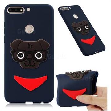 Glasses Dog Soft 3D Silicone Case for Huawei Honor 7C - Navy