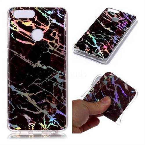 Black Brown Marble Pattern Bright Color Laser Soft TPU Case for Huawei Honor 7C
