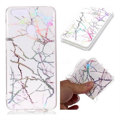 Color White Marble Pattern Bright Color Laser Soft TPU Case for Huawei Honor 7C