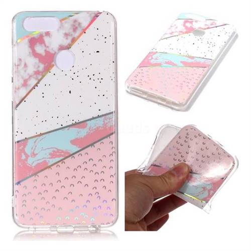Matching Color Marble Pattern Bright Color Laser Soft TPU Case for Huawei Honor 7C