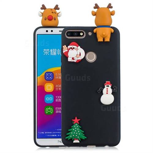 Black Elk Christmas Xmax Soft 3D Silicone Case for Huawei Honor 7C