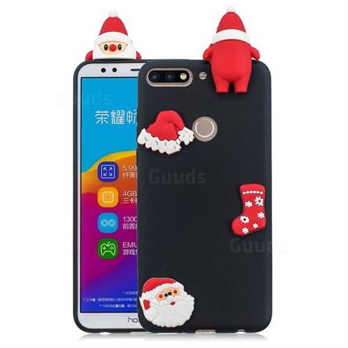 Black Santa Claus Christmas Xmax Soft 3D Silicone Case for Huawei Honor 7C