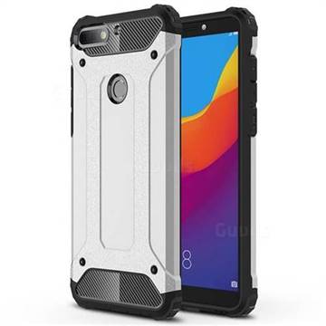 King Kong Armor Premium Shockproof Dual Layer Rugged Hard Cover for Huawei Honor 7C - Technology Silver