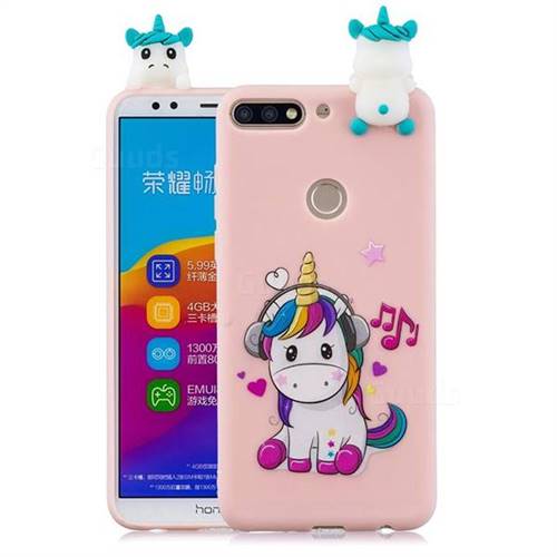 Music Unicorn Soft 3D Climbing Doll Soft Case for Huawei Honor 7C