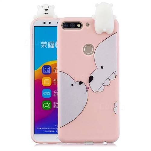 Big White Bear Soft 3D Climbing Doll Soft Case for Huawei Honor 7C