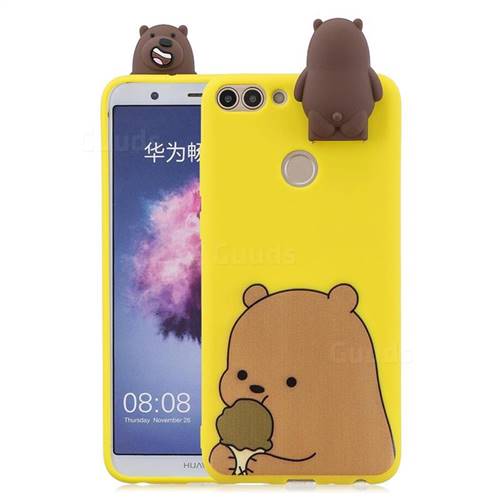 Brown Bear Soft 3D Climbing Doll Stand Soft Case for Huawei Honor 7C