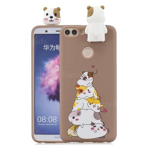 Hamster Family Soft 3D Climbing Doll Stand Soft Case for Huawei Honor 7C