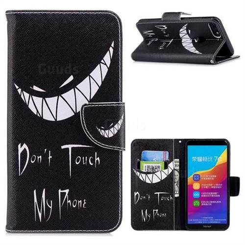 Crooked Grin Leather Wallet Case for Huawei Honor 7C