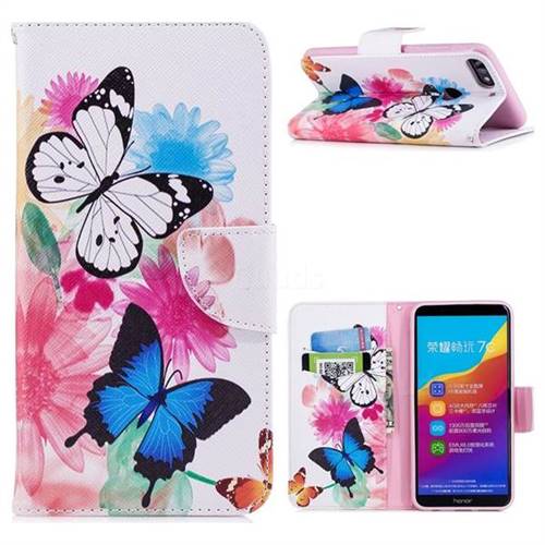 Vivid Flying Butterflies Leather Wallet Case for Huawei Honor 7C