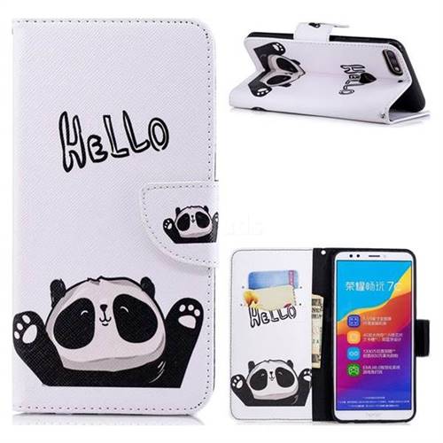 Hello Panda Leather Wallet Case for Huawei Honor 7C