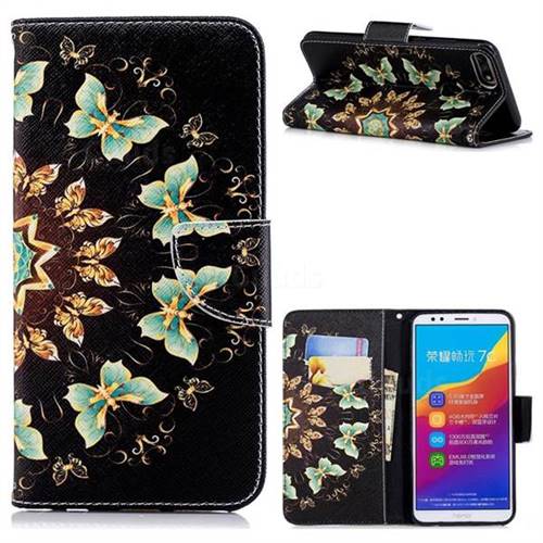 Circle Butterflies Leather Wallet Case for Huawei Honor 7C