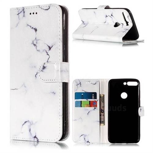 Soft White Marble PU Leather Wallet Case for Huawei Honor 7C