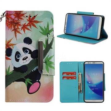 Bamboo Panda Big Metal Buckle PU Leather Wallet Phone Case for Huawei Honor 7C