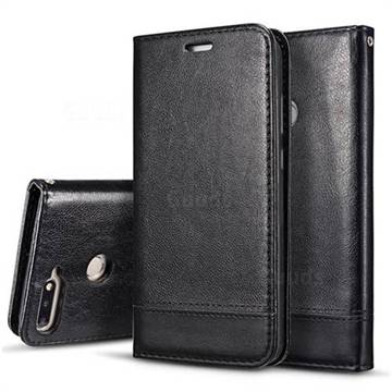 Magnetic Suck Stitching Slim Leather Wallet Case for Huawei Honor 7C - Black
