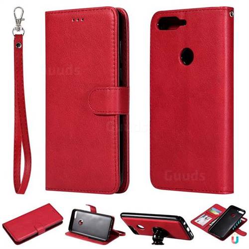 Retro Greek Detachable Magnetic PU Leather Wallet Phone Case for Huawei Honor 7C - Red