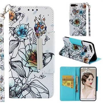 Fotus Flower Big Metal Buckle PU Leather Wallet Phone Case for Huawei Honor 7C