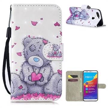 Love Panda 3D Painted Leather Wallet Phone Case for Huawei Honor 7C