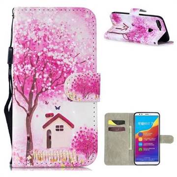 Tree House 3D Painted Leather Wallet Phone Case for Huawei Honor 7C